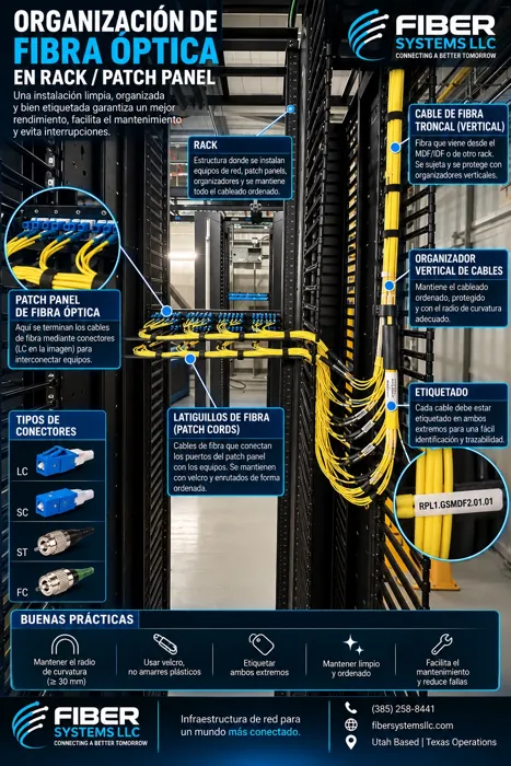 Organizing fiber in racks and patch panels