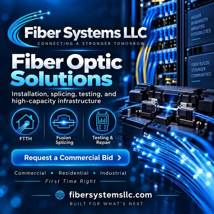 Fiber optic solutions: installation, fusion splicing, testing and repair